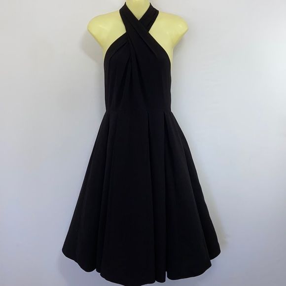 Halston Heritage Dresses & Skirts - Halston Heritage Dress Black Crossover Fit & Flare Cocktail  Excellent Sz 4